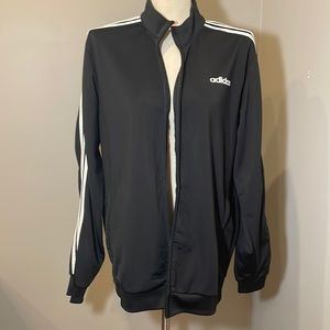 ADIDAS Full Zip Three Stripe Classic Jacket in Black and White LARGE